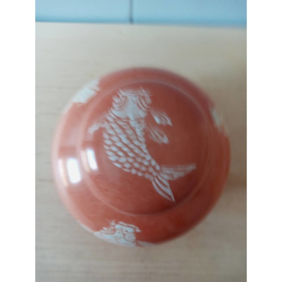 Vintage Neiman Marcus Porcelain Koi Ginger Jar - Picture 4 of 9